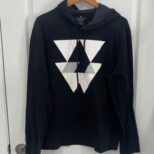American Eagle Outfitters Black Hoodie with White Triangles size large